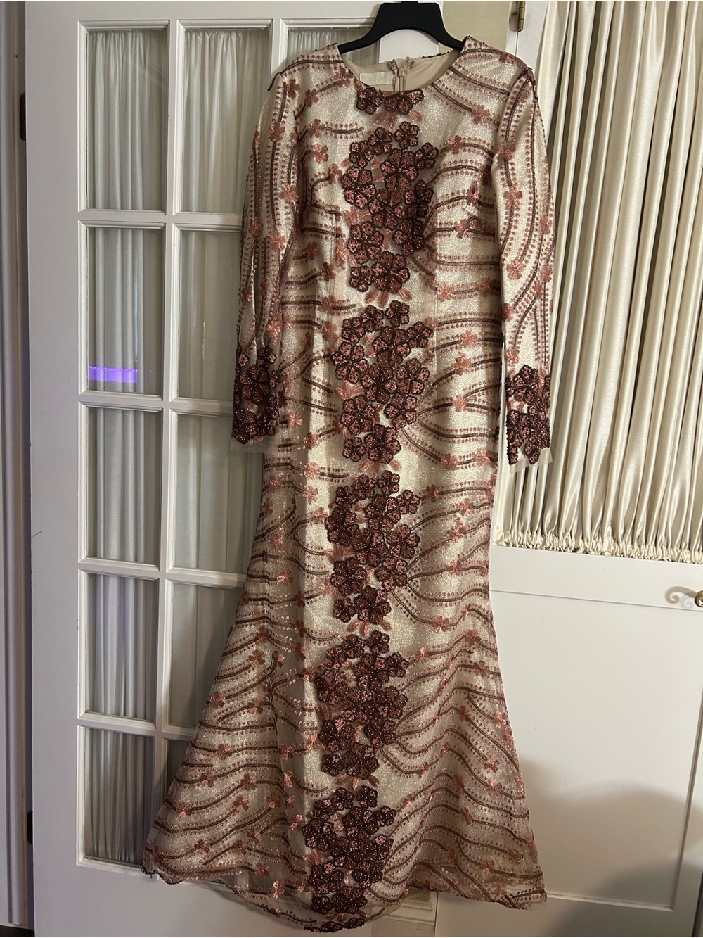 NWOT โ Heavy Embroidery & Embellished Maxi Evening Dress